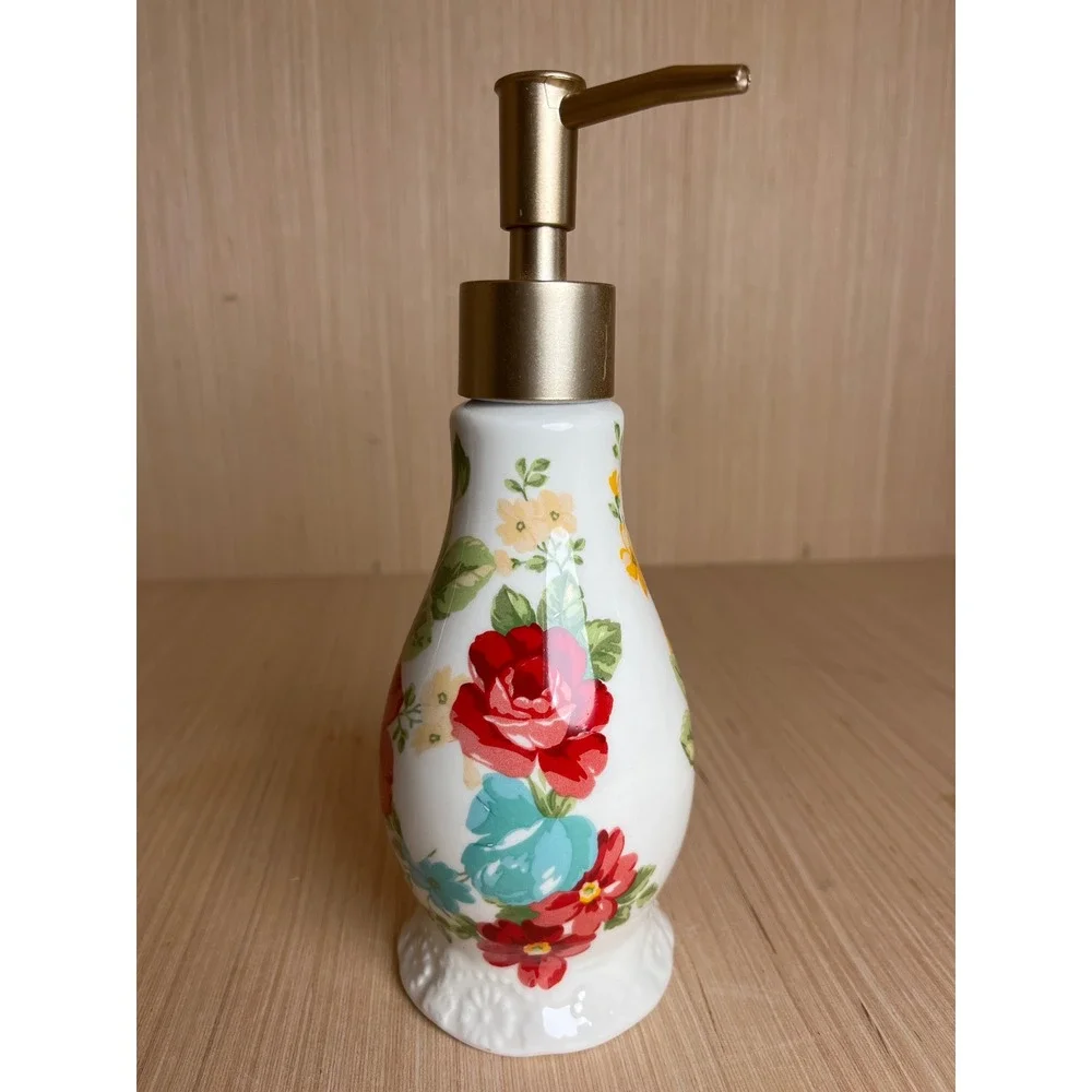 The Pioneer Woman Vintage Floral Earthenware Soap Dispenser Discontinued